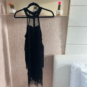 Black mini fringe dress